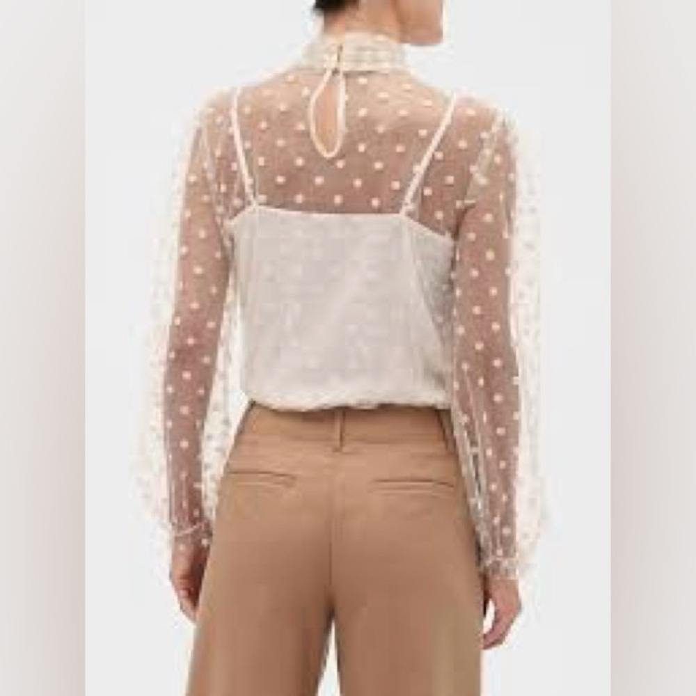 Sheer tulle blouse with bow
